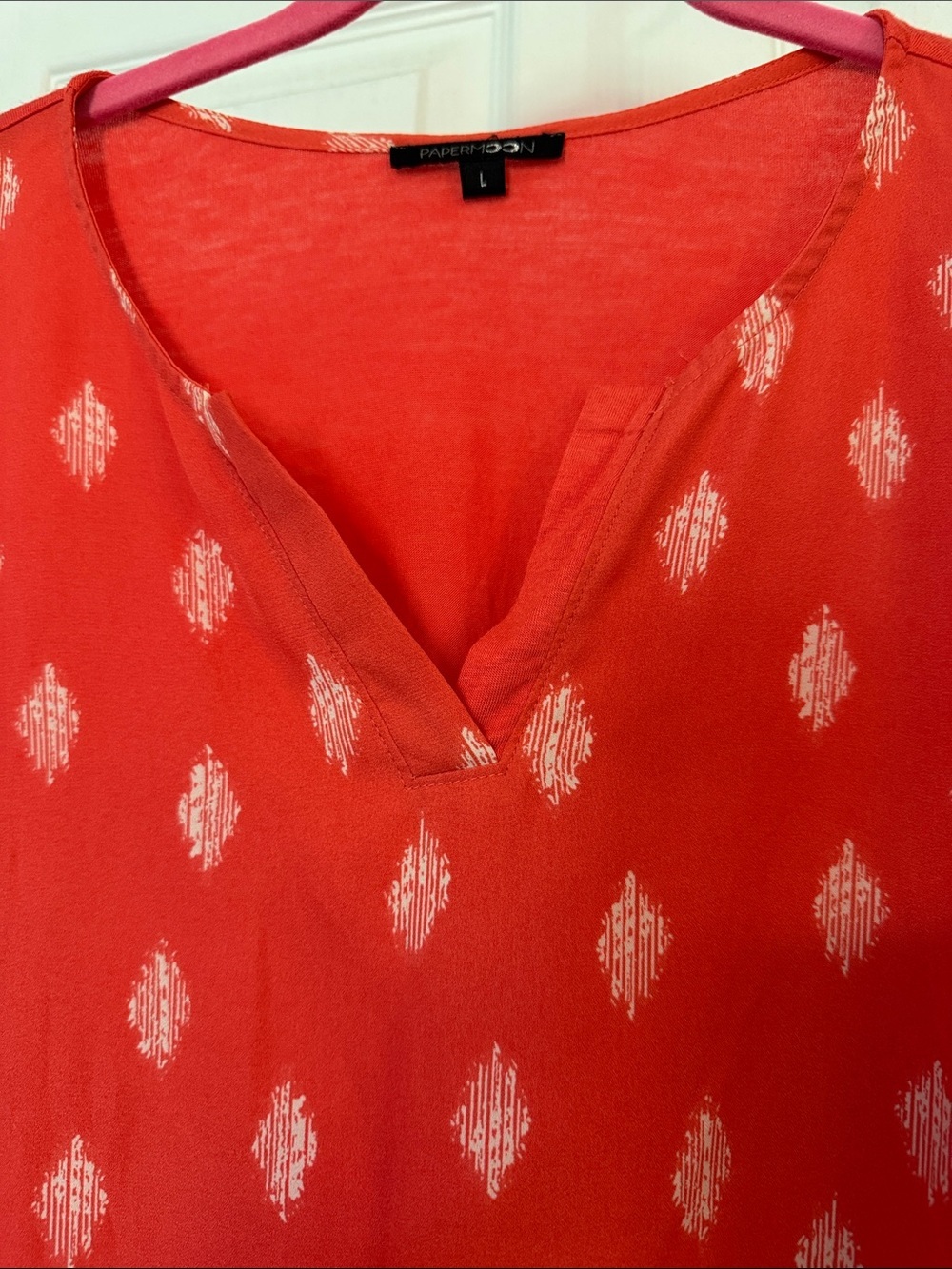 Papermoon Red Patterned V-Neck Tunic Top - Picture 3 of 7